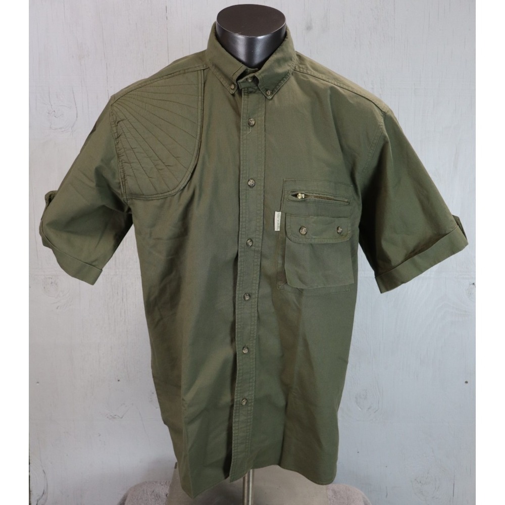 Mens TAG SAFARI Shirt Size XL Button Up Down Front Green Vented Hunting Shooting